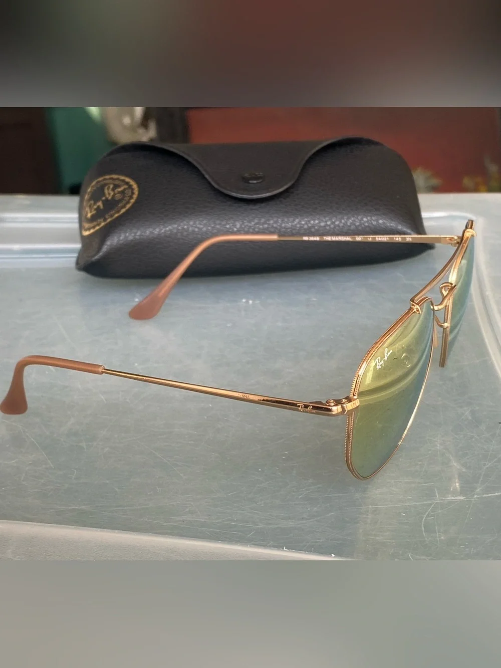 RAY-BAN RB3648 The Marshal Sunglasses Gold Frame 54mm Mirror Lens Made Italy